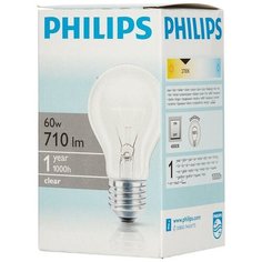 Лампа накаливания Philips 60 Вт E27 грушевидная прозрачная 2700 К теплый белый свет 9 шт.