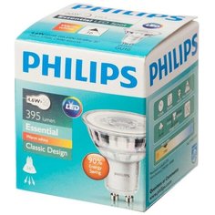 Лампа светодиодная Philips 4.6Вт GU10 спот 2700k теплый белый свет 3 шт.