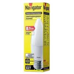 Лампа светодиодная Navigator 8.5 Вт Е 27 свеча 4000 К нейтральный белый свет 3 шт.