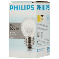 Лампа накаливания Philips 60 Вт E27 шаровидная прозрачная 2700 К теплый белый свет 7 шт.