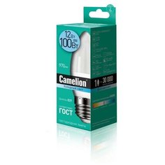 Лампа светодиодная Camelion 12 Вт Е27 свеча 4500 К холодный белый свет 2 шт.