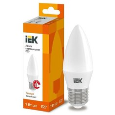 Лампа светодиодная IEK 7 Вт E27 свеча 3000 К теплый белый свет 4 шт.