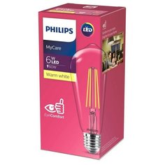 Лампа светодиодная Philips 6 Вт E27 конусообразная 3000 К теплый белый свет 2 шт.