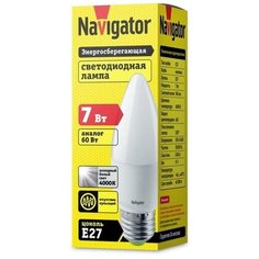Лампа светодиодная Navigator 7 Вт Е 27 свеча 4000 К нейтральный белый свет 4 шт.
