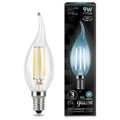Лампа светодиодная Gauss LED Filament 9 Вт E14 свеча на ветру 4100 K нейтральный белый свет 2 шт.