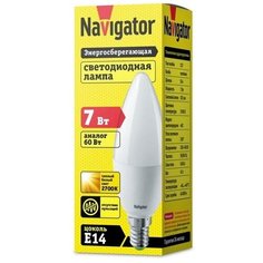 Лампа светодиодная Navigator 7 Вт E 14 свеча 2700 К теплый белый свет 4 шт.