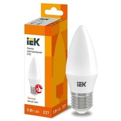 Лампа светодиодная IEK 5 Вт E27 свеча 3000 К теплый белый свет 4 шт.