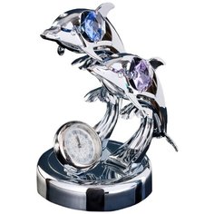 Сувенир с кристаллами Swarovski "Два дельфина с часами" 8,1х7,7 см 4266183 Crystocraft