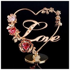 Сувенир с кристаллами Swarovski "Love с цветами" 12,2х11,5 см 4266190 Crystocraft