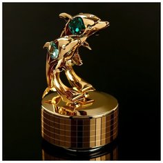 Музыкальный сувенир с кристаллами Swarovski "Дельфины" 11,2х8,4 см 4266215 Crystocraft