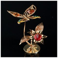 Сувенир с кристаллами Swarovski "Бабочка на орхидее" 10х7,8 см 4266168 Crystocraft