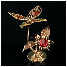 CRYSTOCRAFT Сувенир с кристаллами Swarovski "Бабочка на орхидее" 10х7,8 см