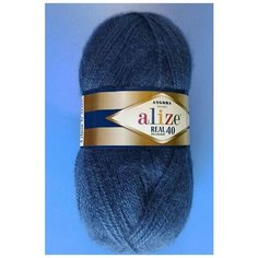 Пряжа Alize Angora Real 40, цвет 279 - синий джинс (Ангора Реал 40) 40% шерсть, 60% акрил 100г/480м, 1шт