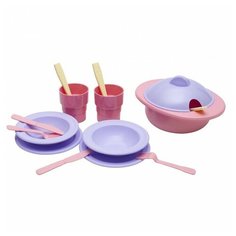Набор посуды ОГОНЁК Столовый набор Принцесса мини С-1564 голубой/розовый