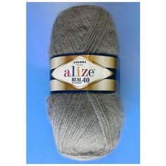 Пряжа Alize Angora Real 40, цвет 087-серый (Ангора Реал 40) 40% шерсть, 60% акрил 100г/480м, 1шт