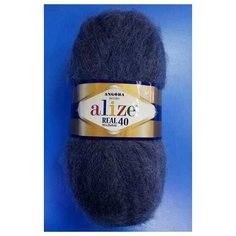 Пряжа Alize Angora Real 40, цвет 411 джинс меланж (Ангора Реал 40) 40% шерсть, 60% акрил 100г/480м, 1шт