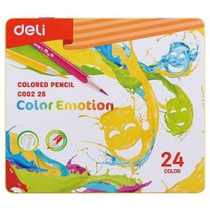 Карандаши цветные Deli EC00225 Color Emotion липа 24цв. мет.кор. 24шт