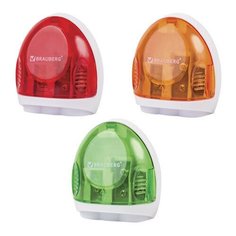 Точилка BRAUBERG "TERN" с контейнером, пластиковая, овальная, 3 отверстия, цвет ассорти, 226939