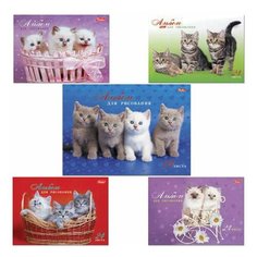 Альбом для рисования, А4, 24 листа, спираль, обложка картон, HATBER, 205х300 мм, "Милые котята", 24А4Всп, A075449
