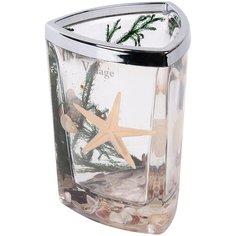 Стакан для зубных щёток «Морская звезда» пластик цвет белый/зелёный Vidage