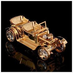 CRYSTOCRAFT Сувенир с кристаллами Swarovski "Винтажная машина" золото 8,7х4 см