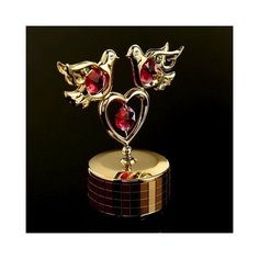 Музыкальный сувенир с кристаллами Swarovski "Голуби с сердцем" 9,5х8 см Crystocraft