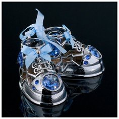 CRYSTOCRAFT Сувенир с кристаллами Swarovski "Детские ботиночки" хром 7,7х6 см