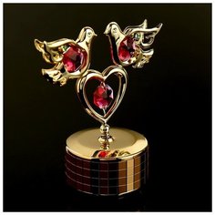 CRYSTOCRAFT Музыкальный сувенир с кристаллами Swarovski "Голуби с сердцем" 9,5х8 см