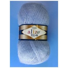 Пряжа Alize Angora Real 40, цвет 040-голубой (Ангора Реал 40) 40% шерсть, 60% акрил 100г/480м, 1шт