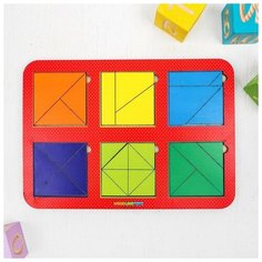 WoodLand Toys Рамка-вкладыш «Квадраты, 6 шт.» по методике Никитина, 24 элемента, микс