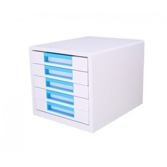 Бокс для документов Deli EZ01033 Rio 5 выдвижных ящиков 277х344х259мм белыйголубой пластик