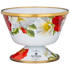 Конфетница Agness Серия Маки эмалированная, 14 см (950-484)