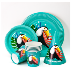 Набор праздничной одноразовой посуды " С Днём Рождения !", Милый Тукан, Волна Веселья
