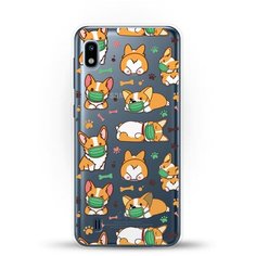 Силиконовый чехол Корги в масках на Samsung Galaxy A10 Andy & Paul
