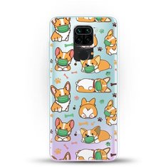 Силиконовый чехол Корги в масках на Xiaomi Redmi Note 9 Andy & Paul