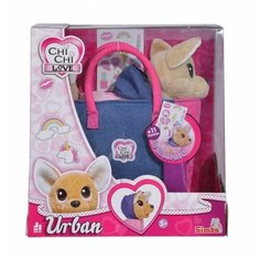 Плюшевая собачка Chi-Chi love, Городская мода, Simba (мягкая игрушка, с сумочкой и стикерами, 20 см)