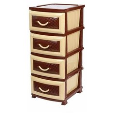 Комод "Дельфин" 4 ящика, тёмно-коричневый/бежевый РОССПЛАСТ