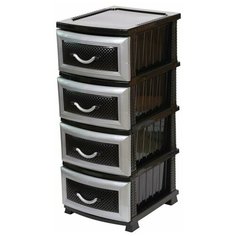 Комод "Дельфин" 4 ящика черный/серебристый перламутр РОССПЛАСТ