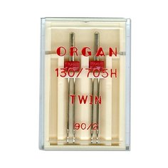 Иглы для бытовых швейных машин "Organ Needles" (для трикотажа, для декорирования), двойные, №90/2, 2 штуки, арт. 130/705H