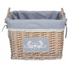 Корзина стеллажная высокая с ручками "Лён", Д360 Ш260 В260, серый Natural House