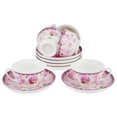 Кофейный сервиз Nouvelle Home "Розовая гортензия" (подарочная упаковка), 6 персон, 12 предм.