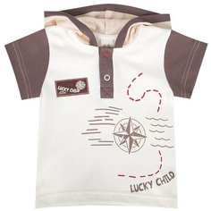 Футболка lucky child, размер 22 (68-74), бежевый/коричневый