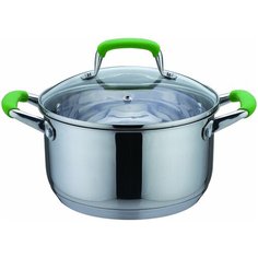 Кастрюля Bekker De Luxe BK-1737, 3.6 л, стальной/зеленый