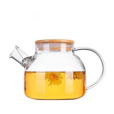 KIMBERLY Стеклянный чайник для заваривания с ситечком и бамбуковой крышкой, 1 000 мл.