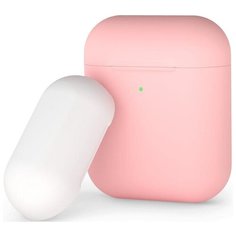 Силиконовый чехол Deppa для наушников Apple AirPods (розово-белый)
