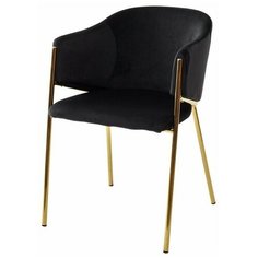 Стул-кресло DILL BLUVEL-19 BLACK, велюр / ножки металл, золотого цвета. Для обеденной гостинной кухни M-CITY (М-сити)
