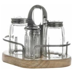 НАБОР для специй 3пр.(соль,перец,зубоч.) на деревянной подставке Luxstahl[1003]