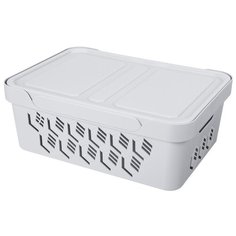 Econova Ящик с крышкой универсальный Deluxe 38 х 27.6 х 14 см светло-серый