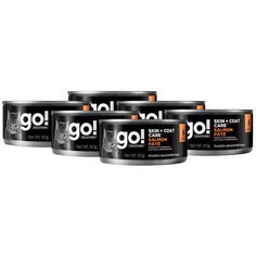 Влажный корм для кошек GO! Skin+Coat, для здоровья кожи и блеска шерсти, с лососем 6 шт. х 90 г (паштет)