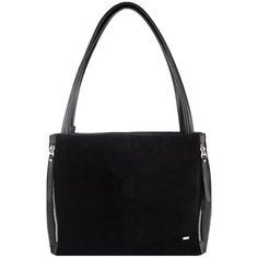 Сумка тоут Esse, натуральная кожа, черный